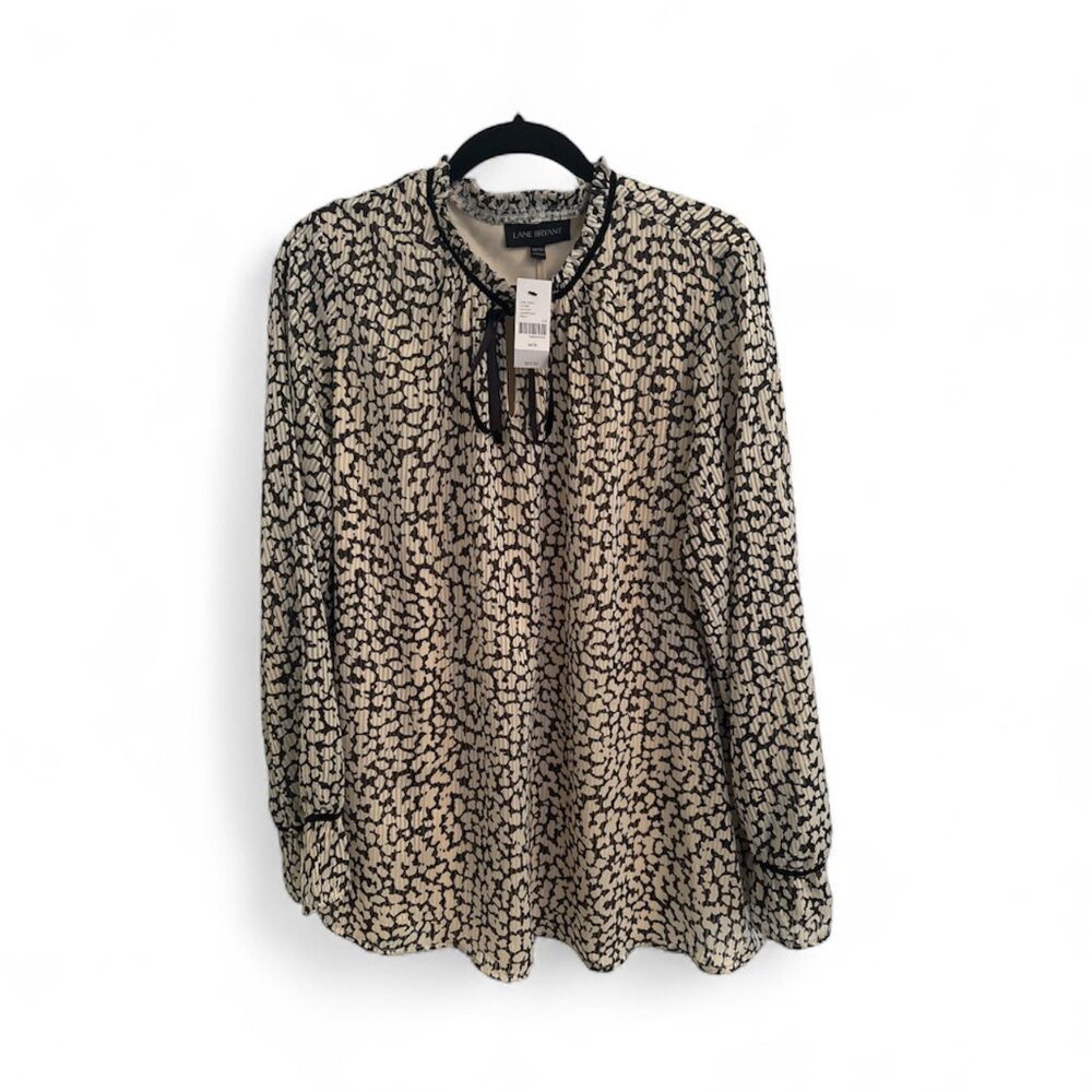 Lane Bryant Black & Tan Long Sleeeve Blouse - NWT - Size 18/20